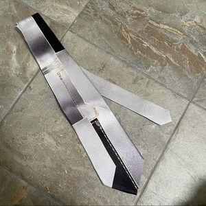 Pierre Cardin Silver Black Men’s Silk Tie